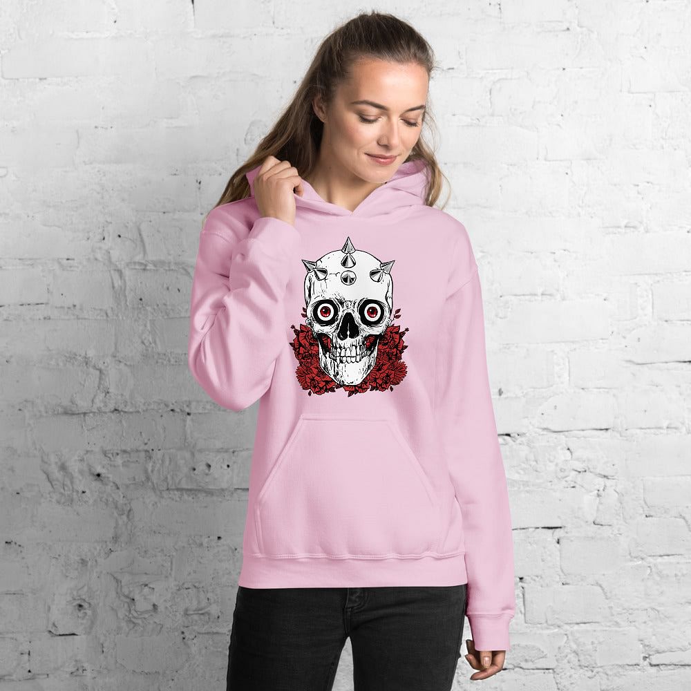 Pastel Gothic Hoodie / Pastel Goth Clothing / Blue And Pink With Skull Print - YVDdesign